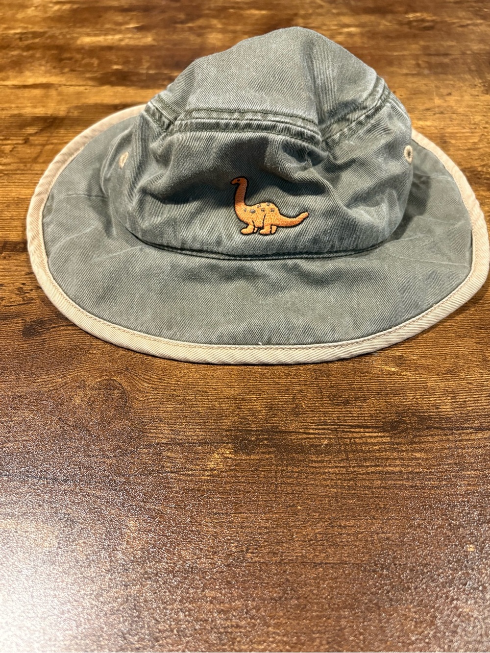 Vintage Gymboree Olive Green 100% Cotton Bucket Hat with Dinosaur Detail 18th-3t - Picture 2 of 5